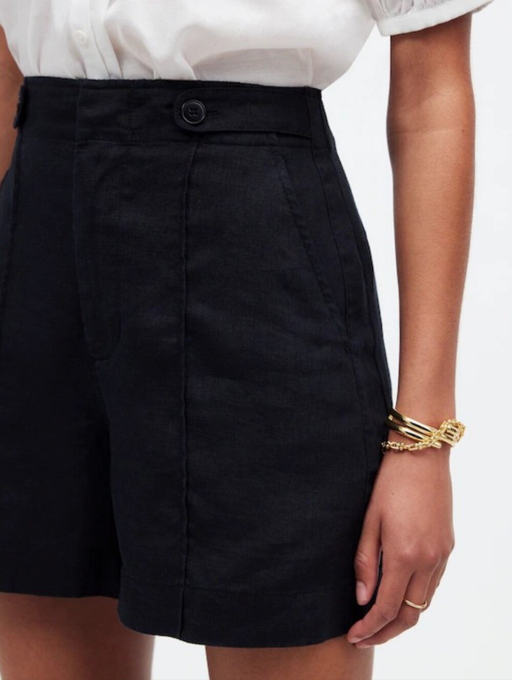 Madewell Clean Button-Tab Shorts in 100% Linen